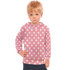 Coral And White Polka Dots Kids  Hooded Pullover by GardenOfOphir