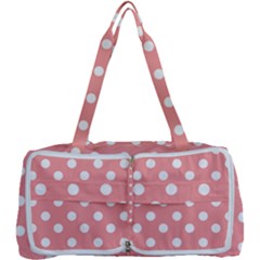 Coral And White Polka Dots Multi Function Bag by GardenOfOphir