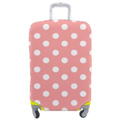 Coral And White Polka Dots Luggage Cover (medium) by GardenOfOphir