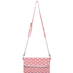 Coral And White Polka Dots Mini Crossbody Handbag by GardenOfOphir