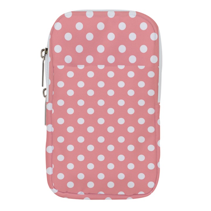 Coral And White Polka Dots Waist Pouch (Large)