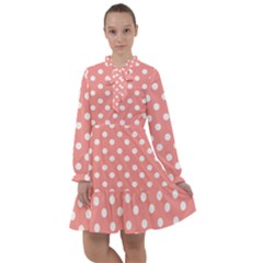 Coral And White Polka Dots All Frills Chiffon Dress by GardenOfOphir