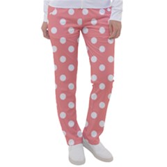 Coral And White Polka Dots Women s Casual Pants by GardenOfOphir