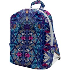 Denim On Pour Zip Up Backpack by kaleidomarblingart