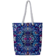 Denim On Pour Full Print Rope Handle Tote (small) by kaleidomarblingart