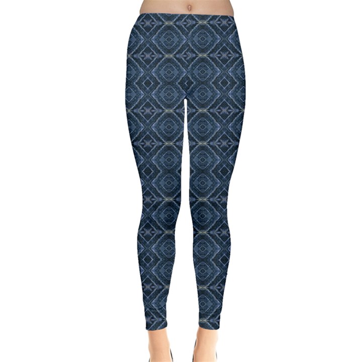 Blue Diamonds Motif Fancy Pattern Design Leggings 