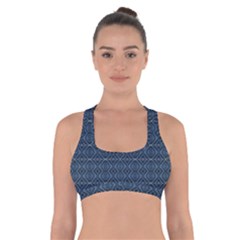 Blue Diamonds Motif Fancy Pattern Design Cross Back Sports Bra by dflcprintsclothing