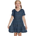 Blue Diamonds Motif Fancy Pattern Design Kids  Short Sleeve Tiered Mini Dress View1