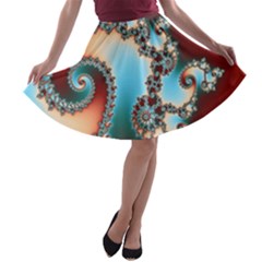 Fractal Spiral Art Math Abstract A-line Skater Skirt by Ravend