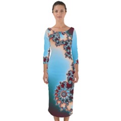 Fractal Spiral Art Math Abstract Quarter Sleeve Midi Bodycon Dress by Ravend