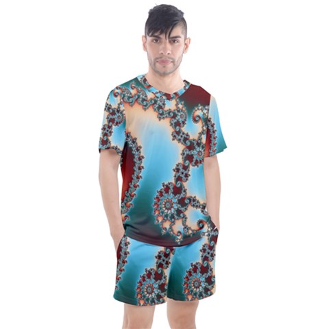 Fractal Spiral Art Math Abstract Men s Mesh Tee And Shorts Set by Ravend