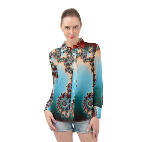 Fractal Spiral Art Math Abstract Long Sleeve Chiffon Shirt by Ravend