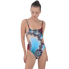 Fractal Spiral Art Math Abstract Tie Strap One Piece Swimsuit by Ravend