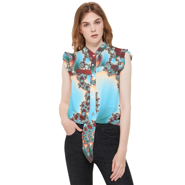 Fractal Spiral Art Math Abstract Frill Detail Shirt