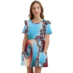 Fractal Spiral Art Math Abstract Kids  Frilly Sleeves Pocket Dress by Ravend