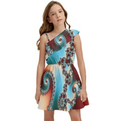 Fractal Spiral Art Math Abstract Kids  One Shoulder Party Dress by Ravend