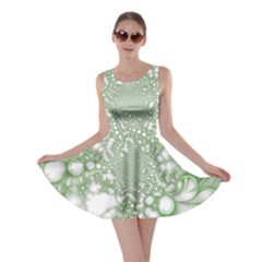 Green Abstract Fractal Background Texture Skater Dress by Ravend