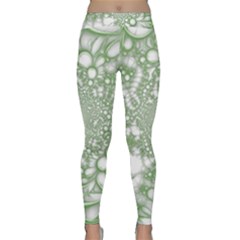 Green Abstract Fractal Background Texture Classic Yoga Leggings by Ravend