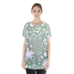 Green Abstract Fractal Background Texture Skirt Hem Sports Top by Ravend