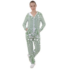 Green Abstract Fractal Background Texture Women s Tracksuit by Ravend