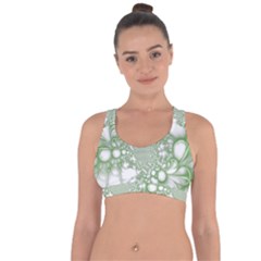 Green Abstract Fractal Background Texture Cross String Back Sports Bra by Ravend