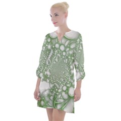 Green Abstract Fractal Background Texture Open Neck Shift Dress by Ravend