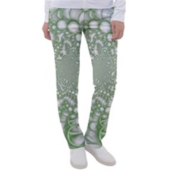 Green Abstract Fractal Background Texture Women s Casual Pants by Ravend