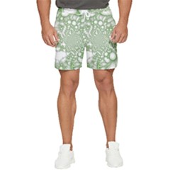 Green Abstract Fractal Background Texture Men s Runner Shorts by Ravend