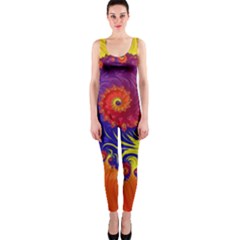 Fractal Spiral Bright Colors One Piece Catsuit by Ravend