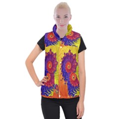 Fractal Spiral Bright Colors Women s Button Up Vest by Ravend