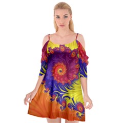 Fractal Spiral Bright Colors Cutout Spaghetti Strap Chiffon Dress by Ravend