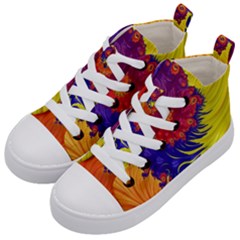 Fractal Spiral Bright Colors Kids  Mid-top Canvas Sneakers by Ravend