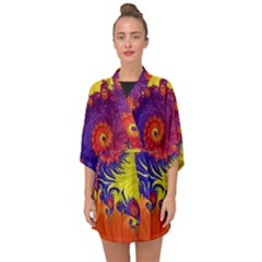 Fractal Spiral Bright Colors Half Sleeve Chiffon Kimono by Ravend