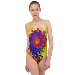 Fractal Spiral Bright Colors Classic One Shoulder Swimsuit by Ravend