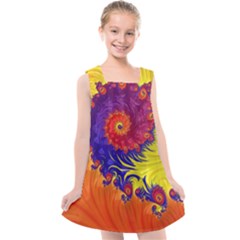 Fractal Spiral Bright Colors Kids  Cross Back Dress by Ravend