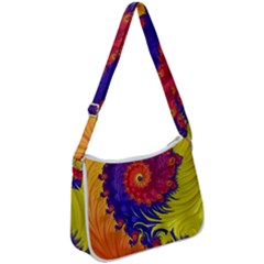 Fractal Spiral Bright Colors Zip Up Shoulder Bag