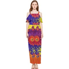 Fractal Spiral Bright Colors Draped Sleeveless Chiffon Jumpsuit by Ravend