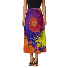 Fractal Spiral Bright Colors Classic Midi Chiffon Skirt