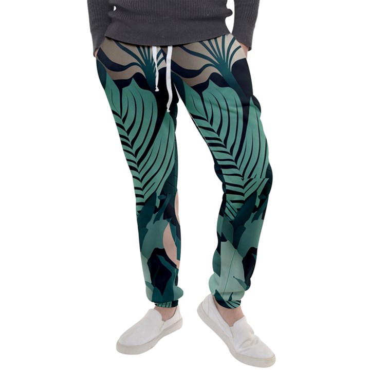 Green Nature Bohemian Painting Leaves Foliage Men s Jogger Sweatpants