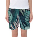 Green Nature Bohemian Painting Leaves Foliage Women s Basketball Shorts View1