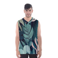 Green Nature Bohemian Painting Leaves Foliage Men s Basketball Tank Top by Ravend