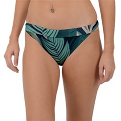 Green Nature Bohemian Painting Leaves Foliage Band Bikini Bottoms by Ravend