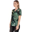 Green Nature Bohemian Painting Leaves Foliage Women s V-Neck Scrub Top View2