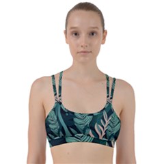 Green Nature Bohemian Painting Leaves Foliage Line Them Up Sports Bra by Ravend