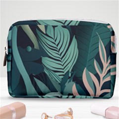 Green Nature Bohemian Painting Leaves Foliage Make Up Pouch (medium) by Ravend