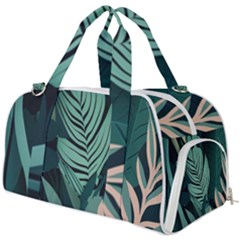 Green Nature Bohemian Painting Leaves Foliage Burner Gym Duffel Bag by Ravend