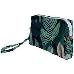 Green Nature Bohemian Painting Leaves Foliage Wristlet Pouch Bag (small) by Ravend