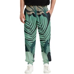 Green Nature Bohemian Painting Leaves Foliage Men s Elastic Waist Pants by Ravend