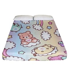 Pusheen Carebears Bears Cat Colorful Cute Pastel Pattern Fitted Sheet (queen Size) by Sapixe