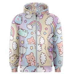 Pusheen Carebears Bears Cat Colorful Cute Pastel Pattern Men s Zipper Hoodie